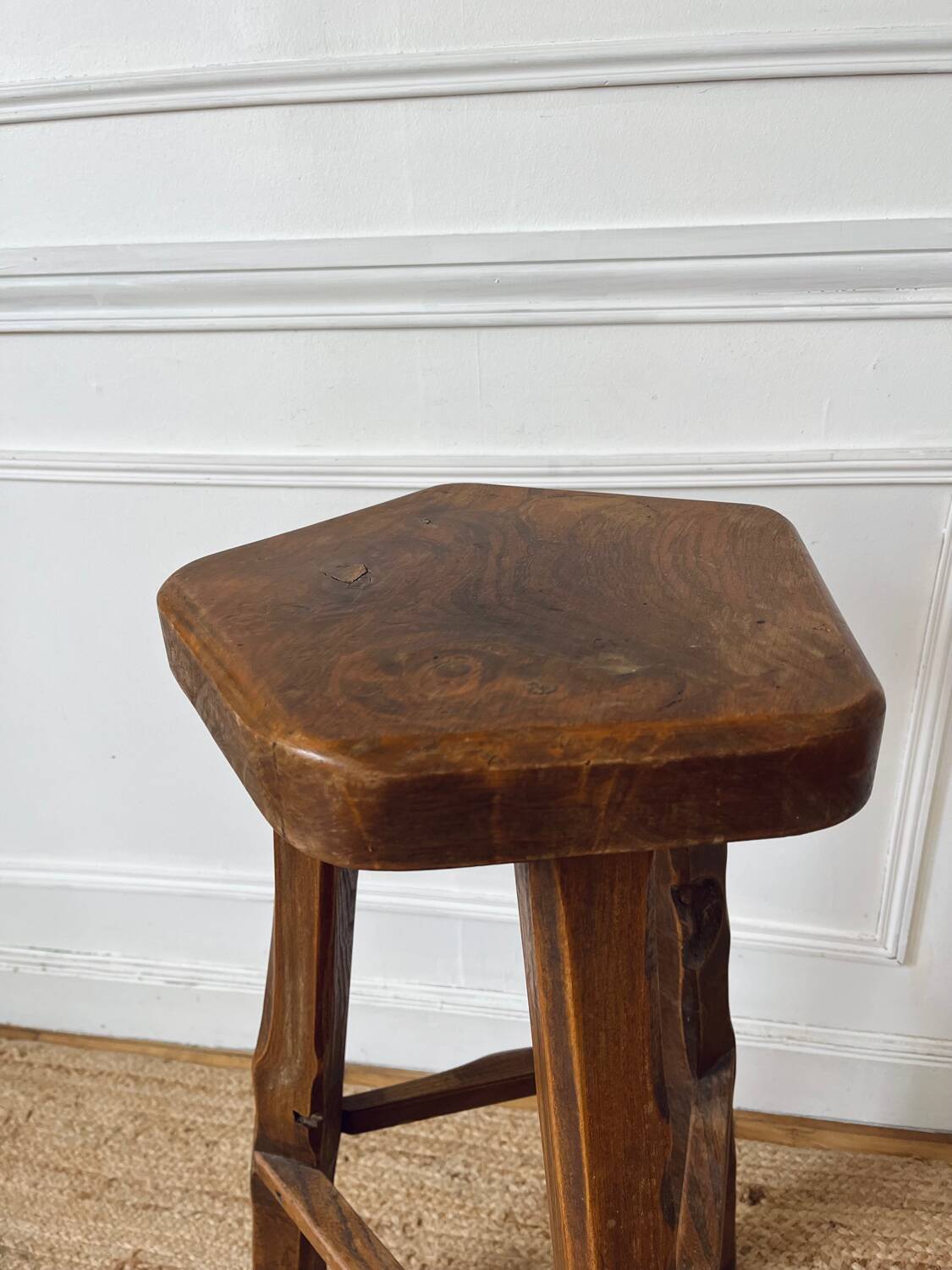 High stool in elm by Olavi Hanninen