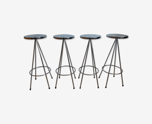 Série de 4 tabourets chromés nuta