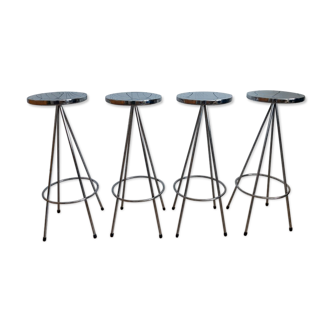 Series of 4 nuta chrome stools