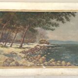 Huile sur panneau signée reinhard paysage bord de mer