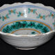 Nevers earthenware dish decorated with a Chinese pagoda, 18th century