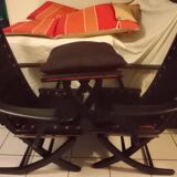 Pair of 4-position adjustable armchairs, vintage relax and its ottoman