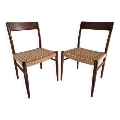 Paire de chaises danoises en teck et corde