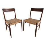 Pair of Danish chairs in teak and rope