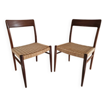 Paire de chaises danoises en teck et corde