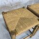 Paire de tabourets vintage en bois et paille