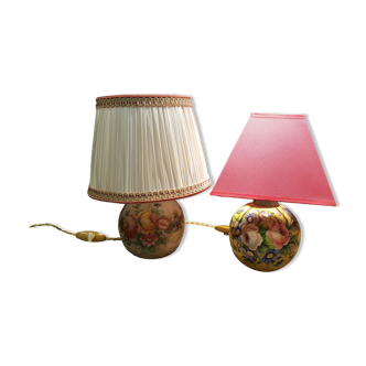 Pair of vintage ceramic ball lamps