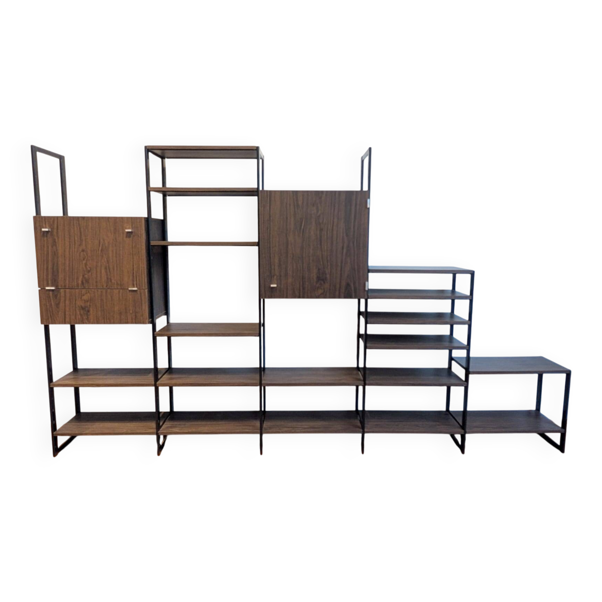 Modular rosewood bookcase by Pierre Guariche for Meurop