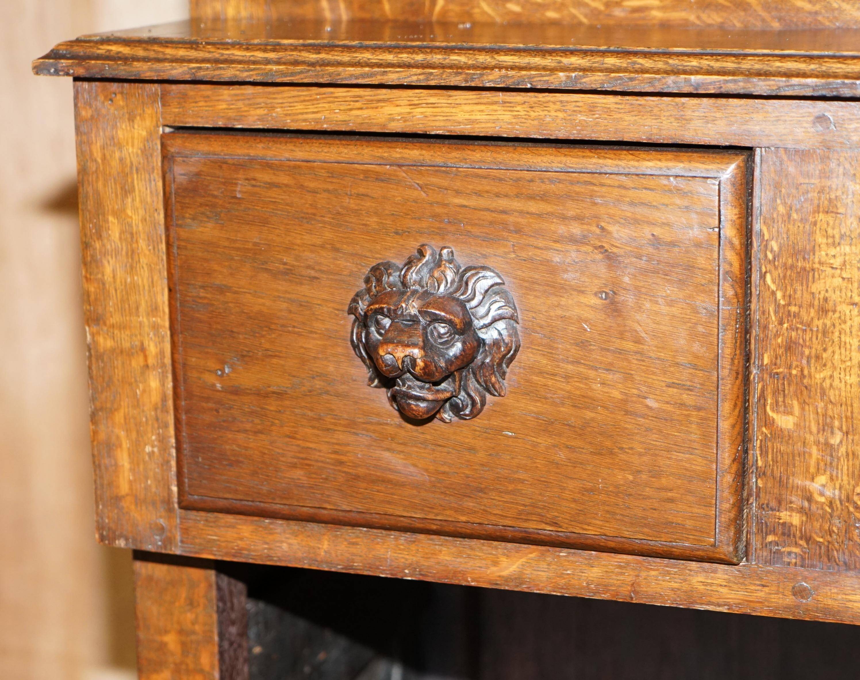 Large Italian library sculpted with figures