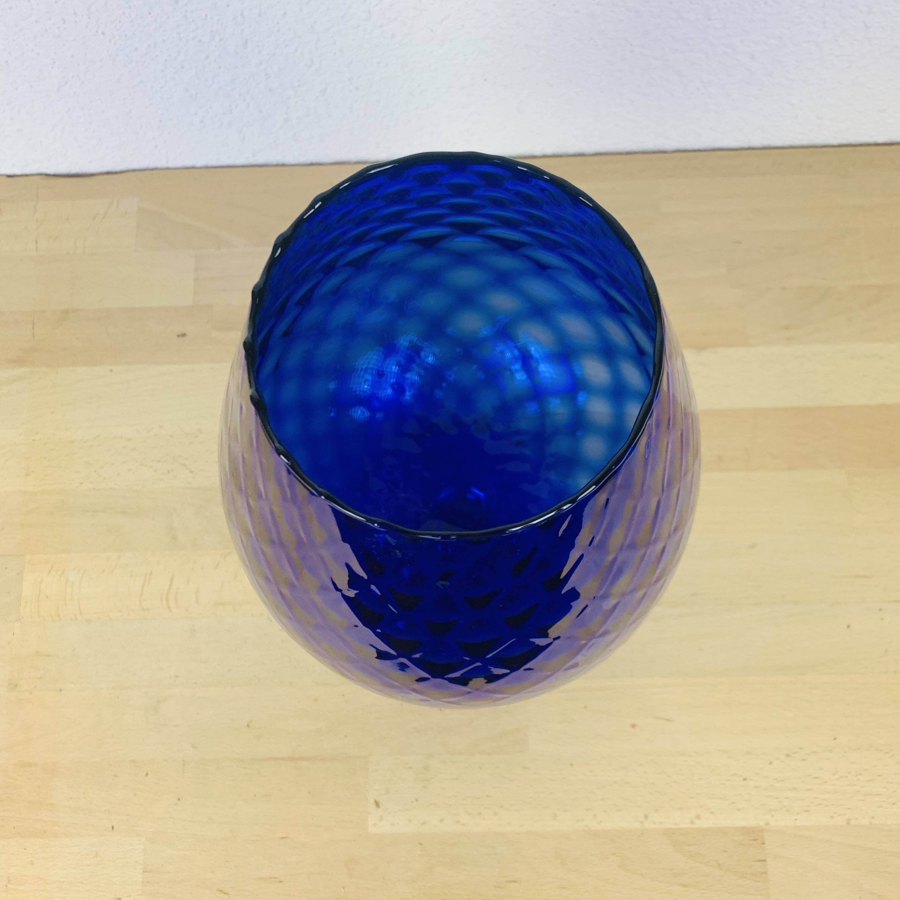 Italian Empoli vase blue glass 33 cm