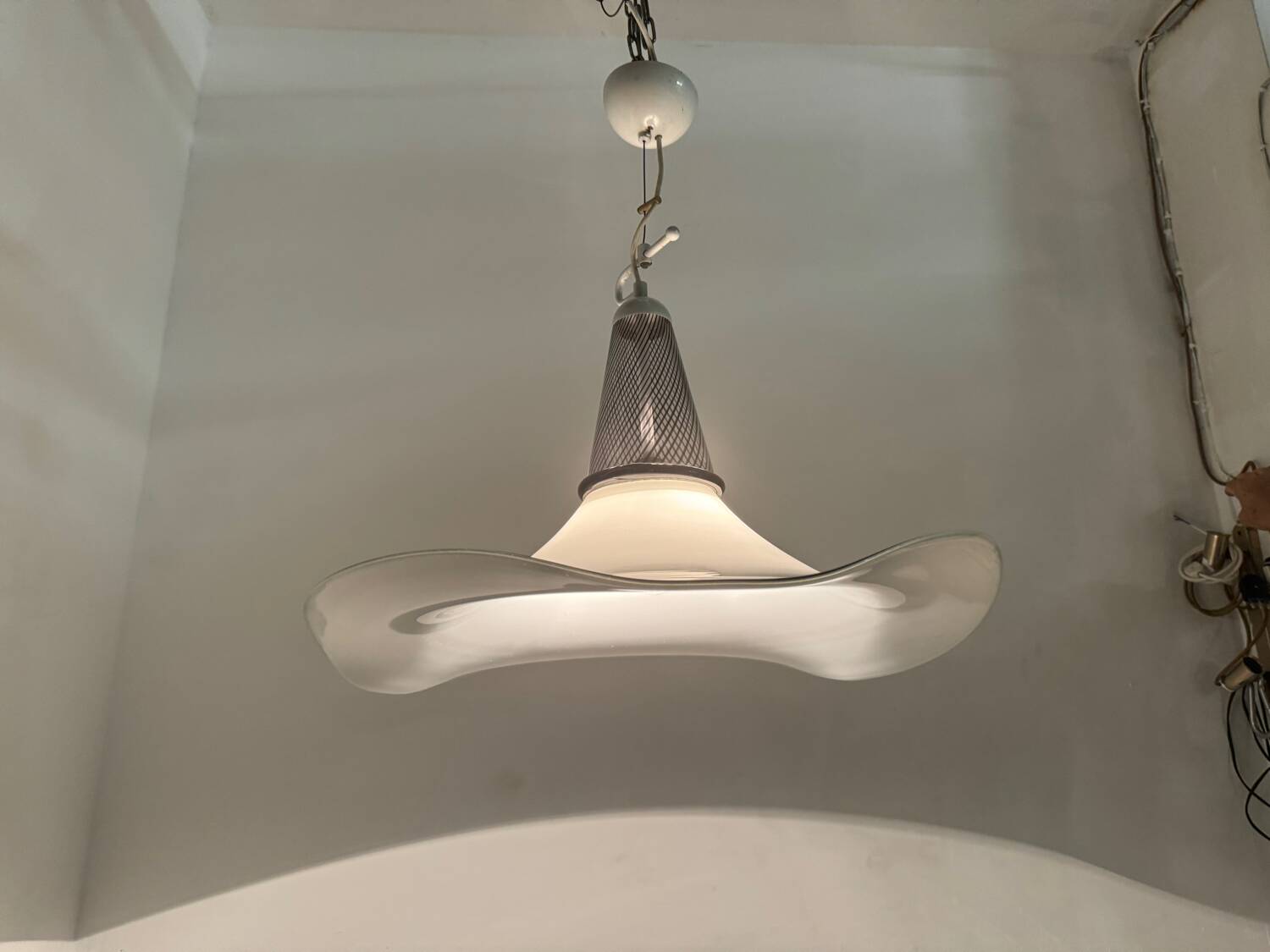 Large Black and White Murano Glass Light Pendant 1970’s