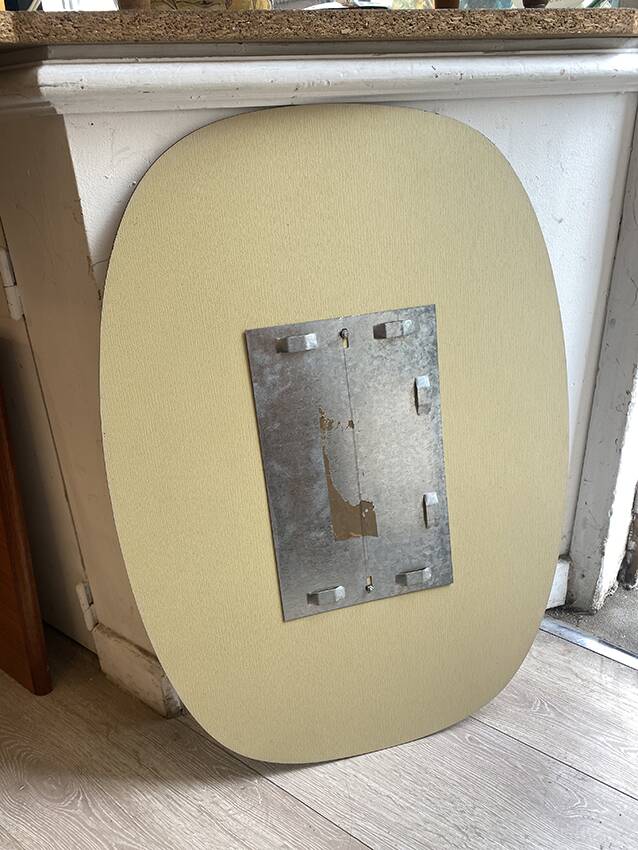 Beveled mirror, smoked glass frame, 1970