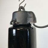 Suspension industrielle Bauhaus en émail noir, années 1930