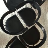 Set of 6 vintage arper chrome leather chairs