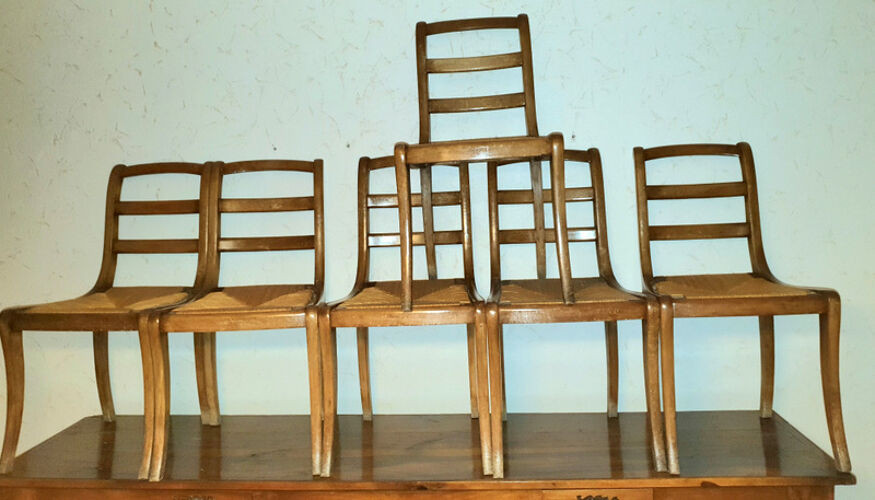 6 chaises anciennes paillées
