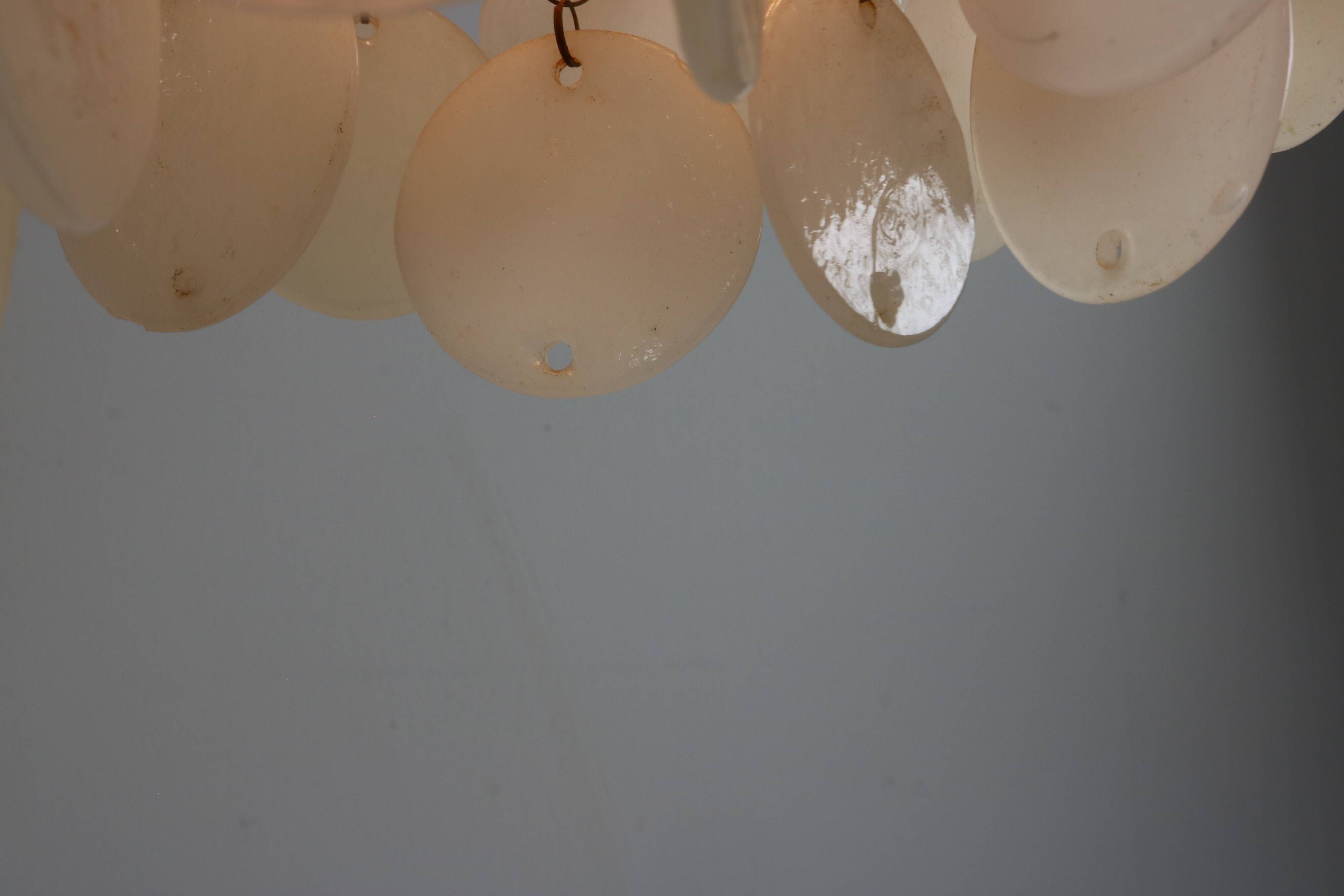 Sixties ceiling lamp with small ceramic shells