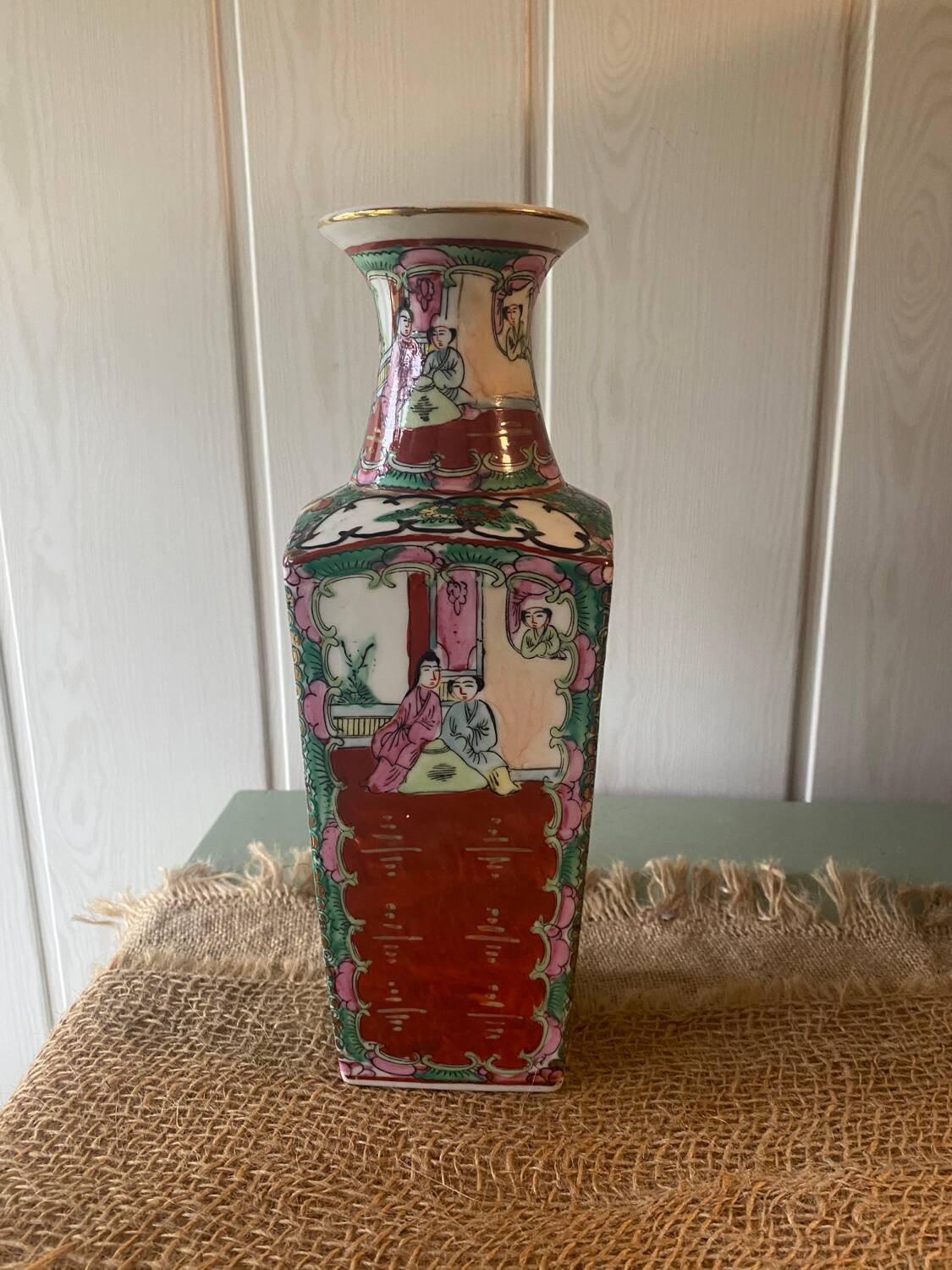 Vase porcelaine de canton chine signé