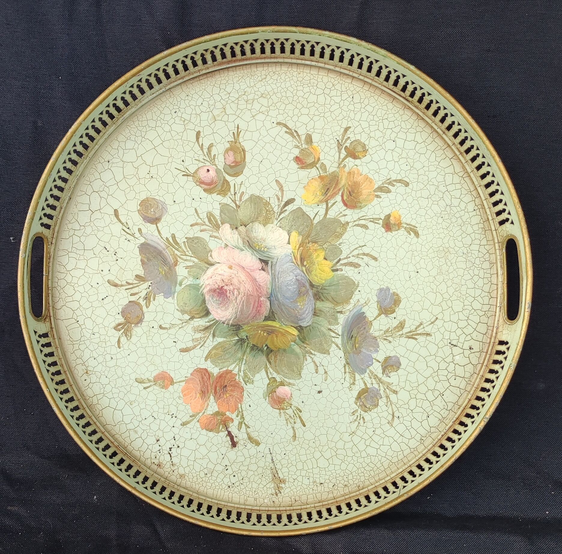 Old hand-painted metal top