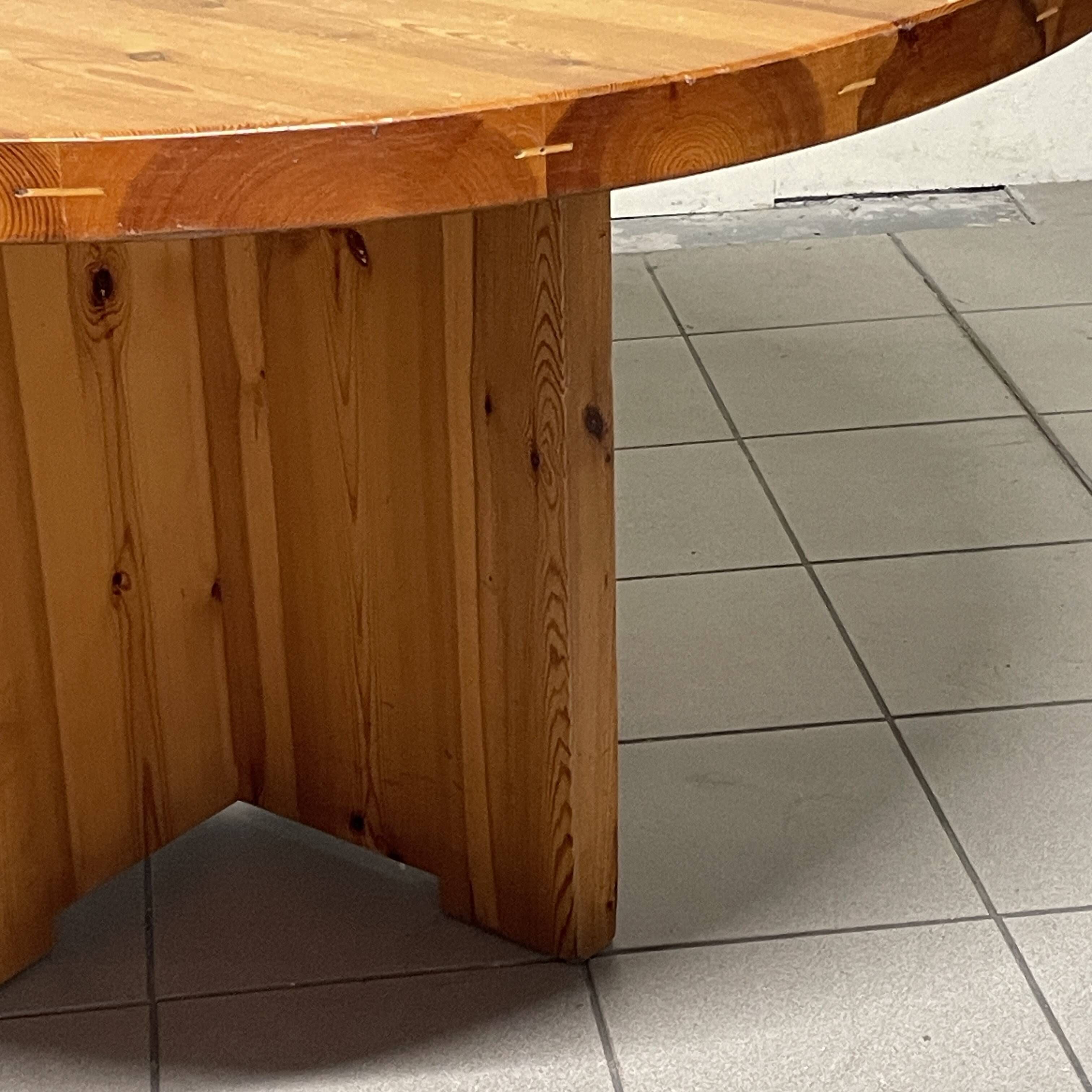 1970s round dining table in larch