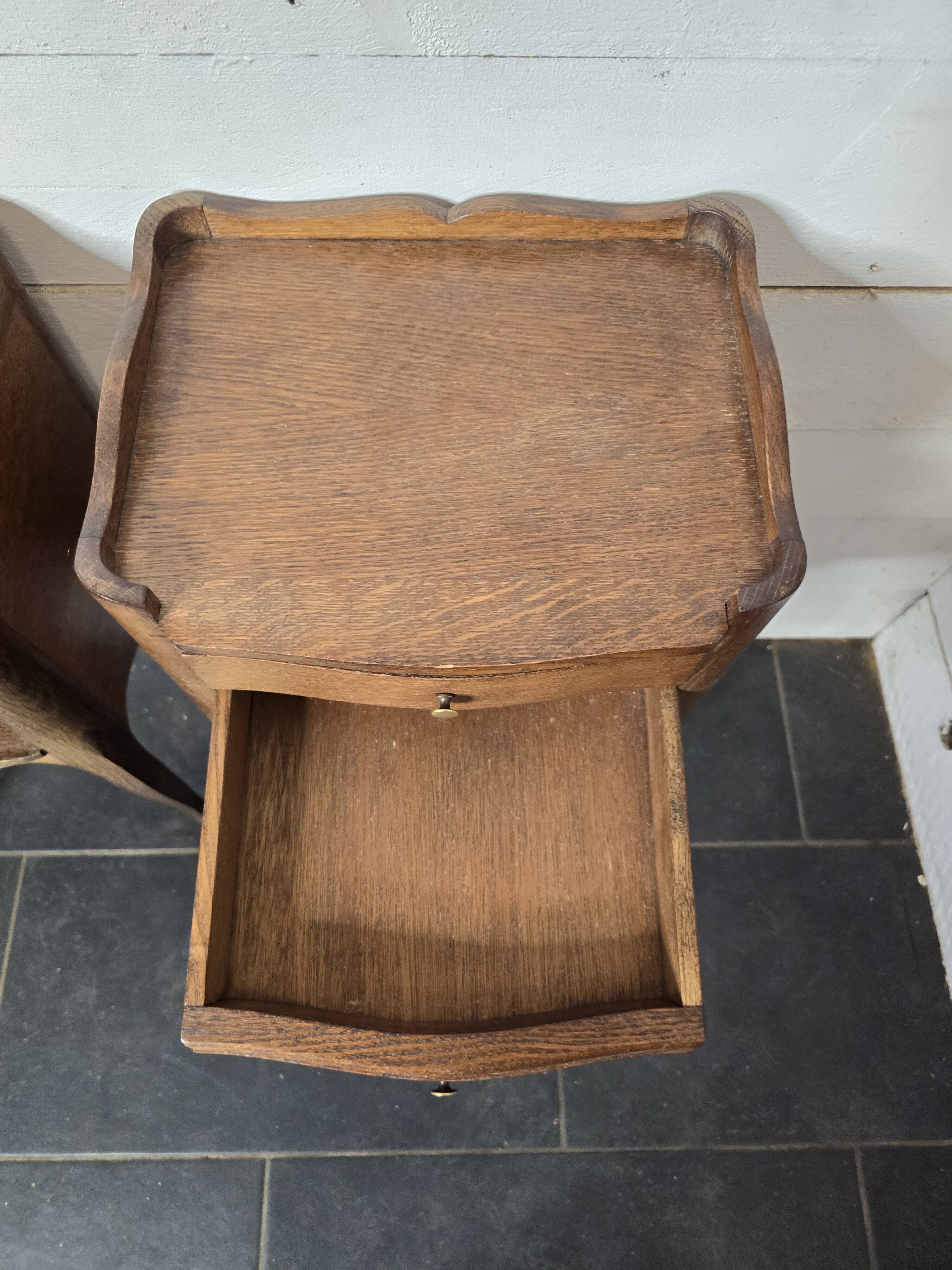Pair of Louis XV style oak bedside tables
