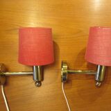 Pair of golden Scandinavian wall lights by Bergboms