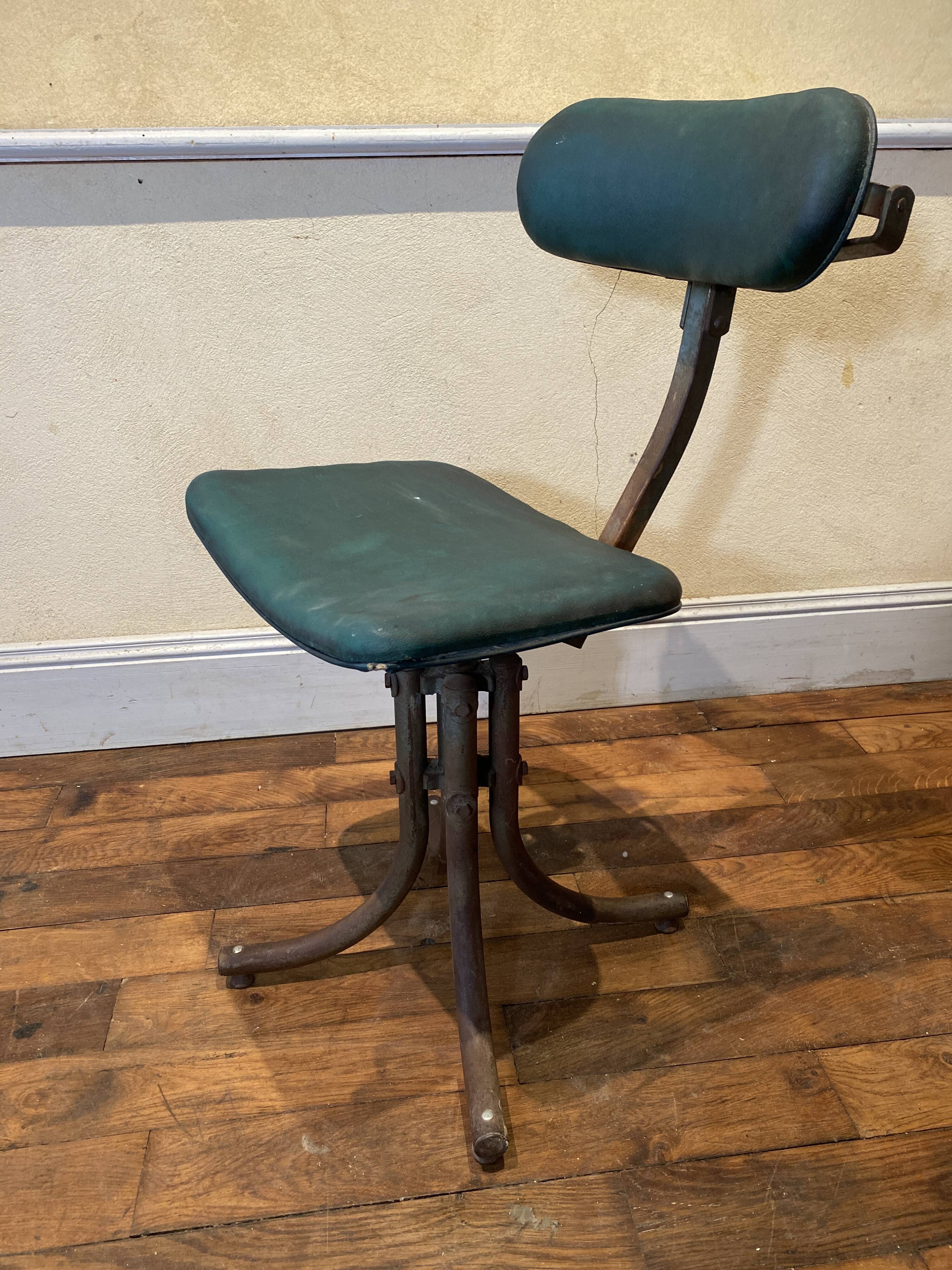 Bienaise industrial workshop chair green fabrics 1951