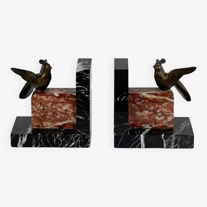 Vintage marble and brass bookend