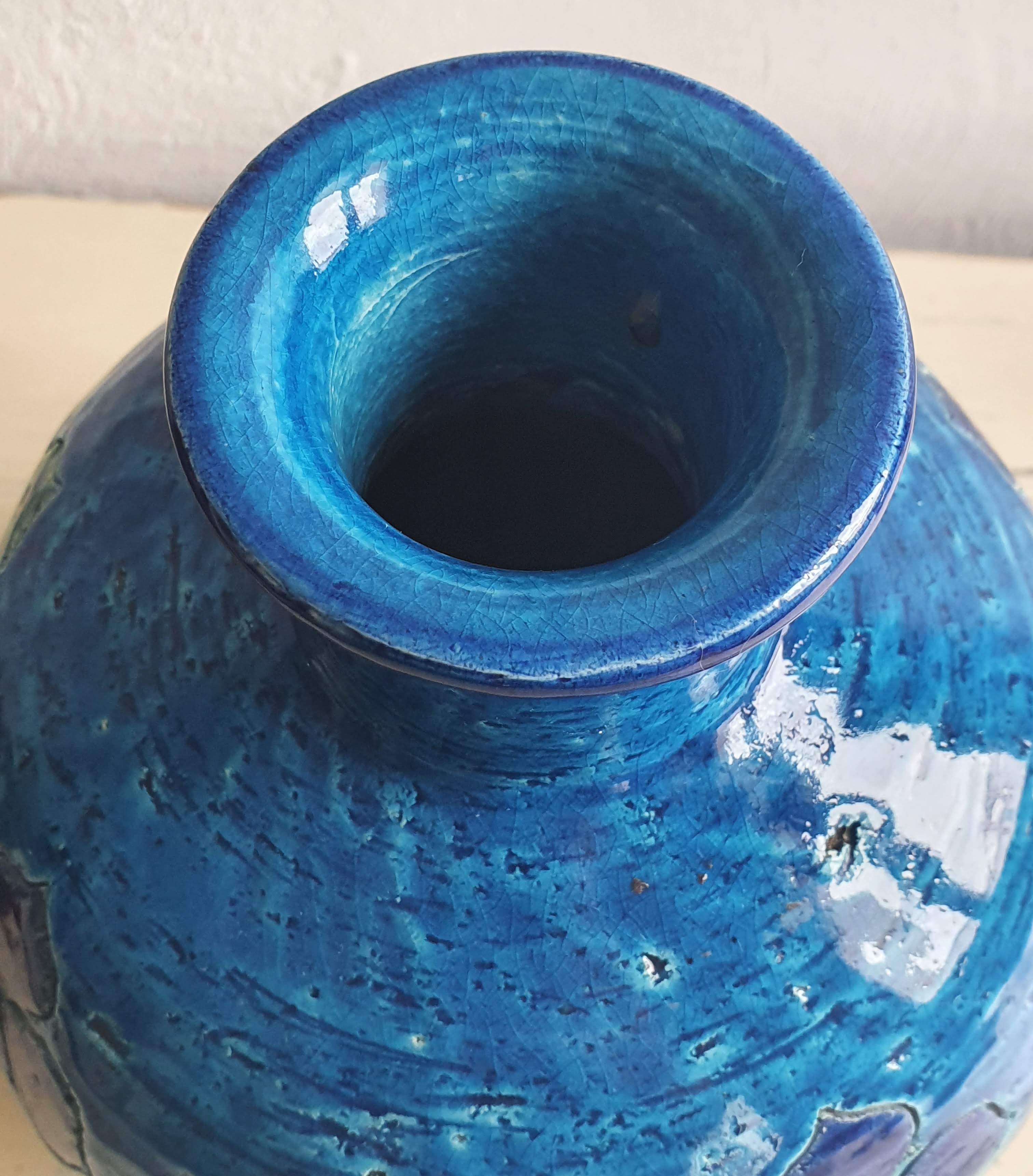 Blue vase 60s Aldo Londi Italy