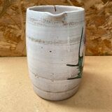 Antique vallauris ceramic pitcher with vintage blue thistle decor