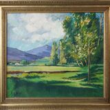 Frame signed summer landscape - Oil on Canvas