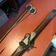 Pair of old skis and poles