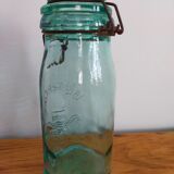 Molded glass jar jar canned vintage blue
