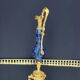 Cut blue crystal jug and gilded bronze, attributed to Baccarat.