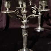 Gallia Christofle Paire 2 Candelabras Chandeliers Silver Bronze Louis XVI H45cm