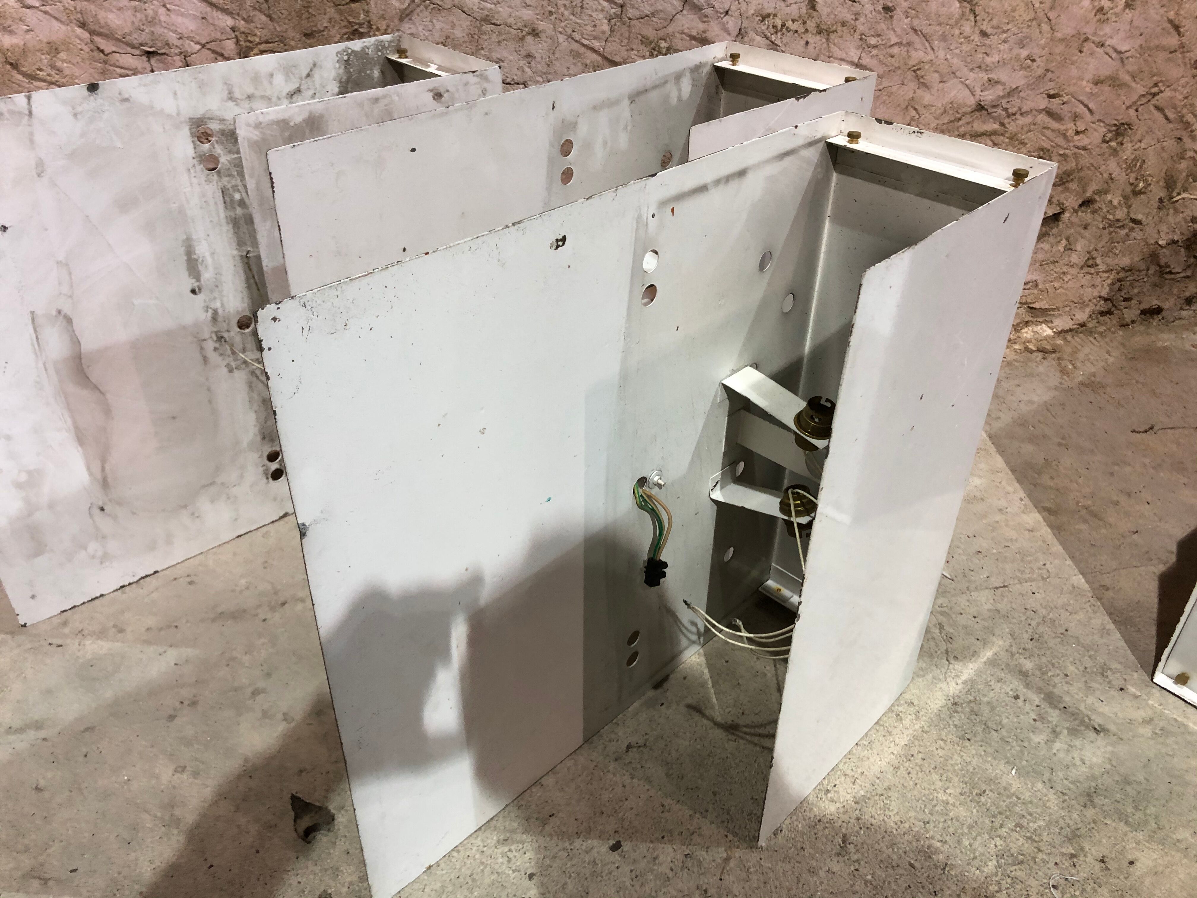 Series of 10 white laqué metal wall light 1960s