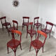 Set of 8 vintage 70s curved varnished wood bistro chairs