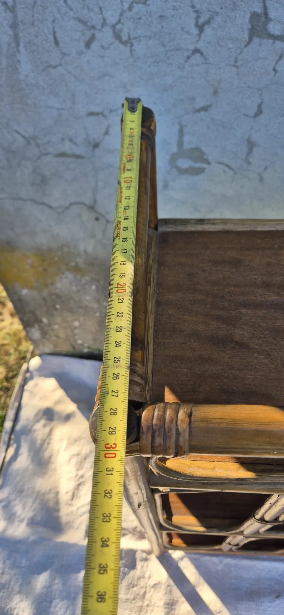 Set of 2 vintage bamboo rattan bedside shelves