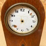 Ancienne pendule cheminée ogive marqueterie bois acajou vintage