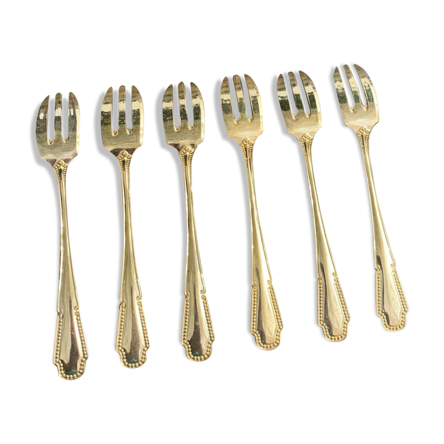 6 small forks in gold gilded with fine vintage gold
