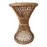 Rattan and cane stool in the shape of a Tam Tam stool