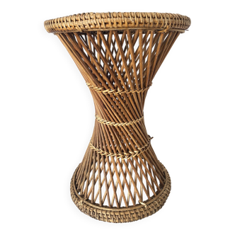 Rattan and cane stool in the shape of a Tam Tam stool