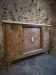 Antique Louis XVI style buffet in burr elm with marble top, late 19th century.