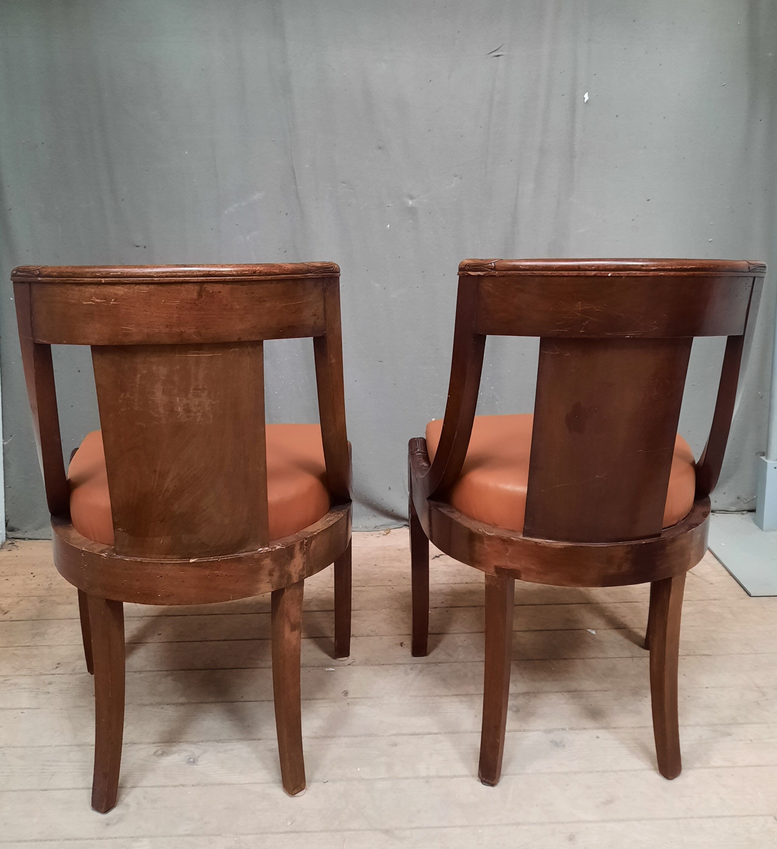 Pair of mahogany gondola chairs