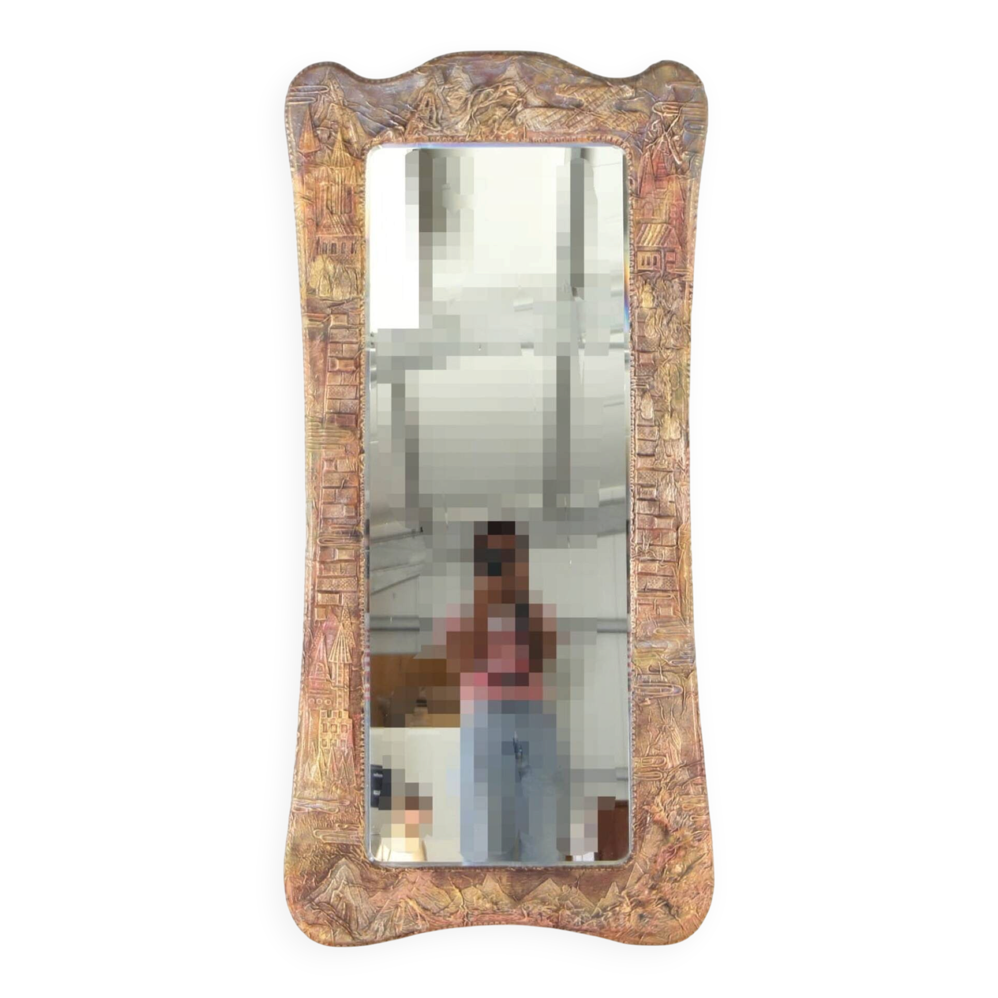 Grand miroir en cuir 