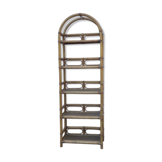 Étagère italienne vintage en bambou et rotin