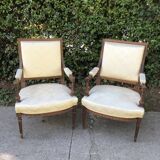 Pair of Louis XVI style armchairs solid walnut