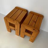 Table de chevet vintage en pin clair