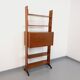 Vintage modular secretary shelf bookcase in teak from the 60s
