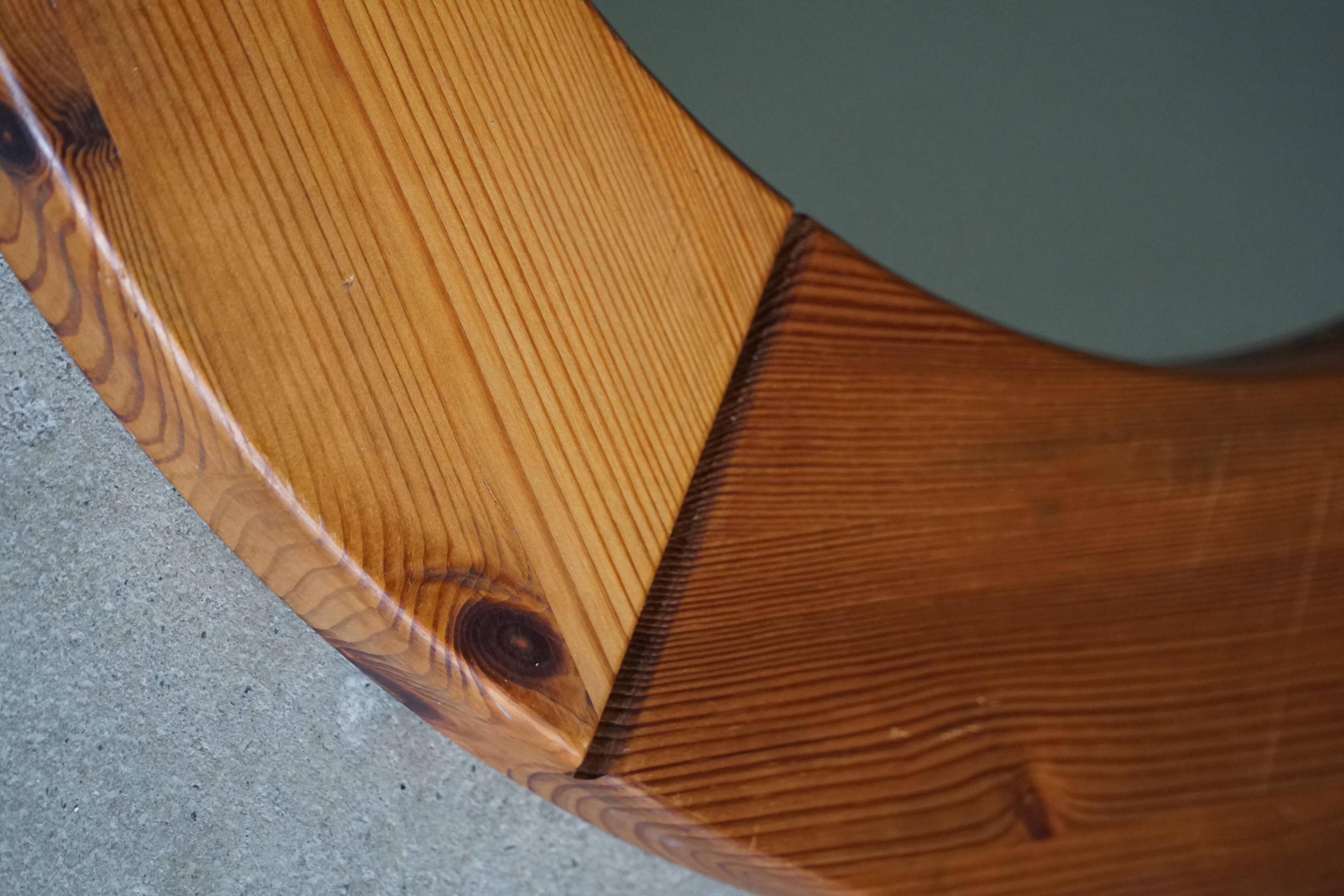 Wall mirror in solid pine by Glasmäster Markaryd, Sweden, 1960s.