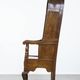 Antique English hooded lambing chair from the 18th century with hood shape